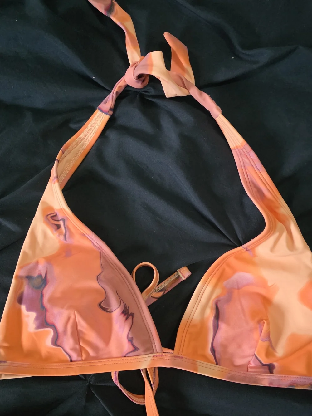 Women’s Two-Piece Halter Bikini Set - Orange & Pink - Picture 2 of 4